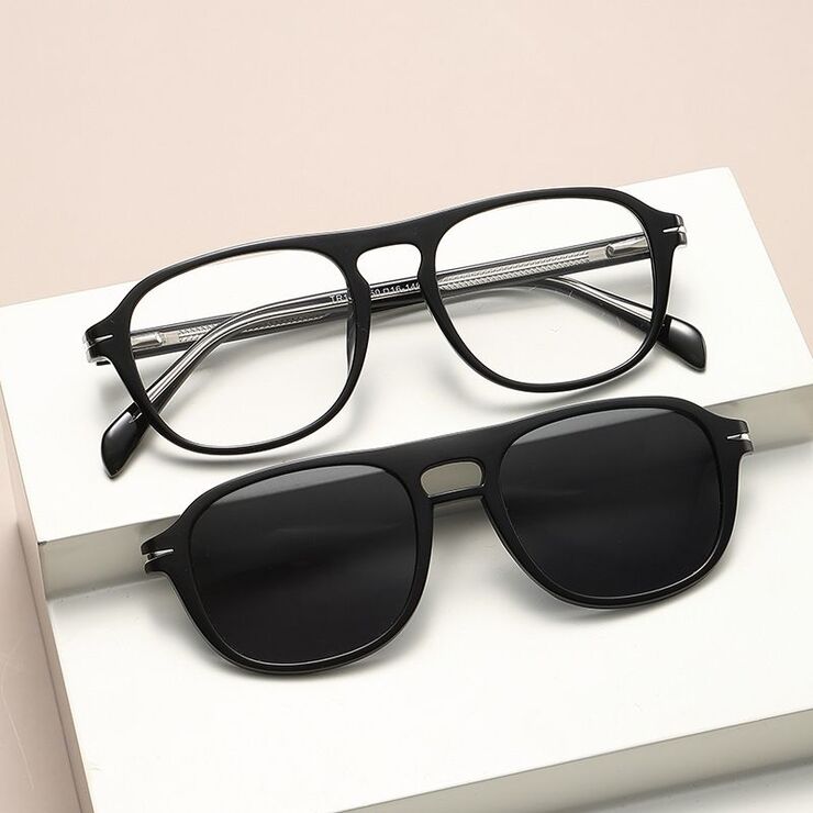 TR90 plastic frame with spring hinges + 5 polarized sun protection magnet clip-on set El Dorado EL1205