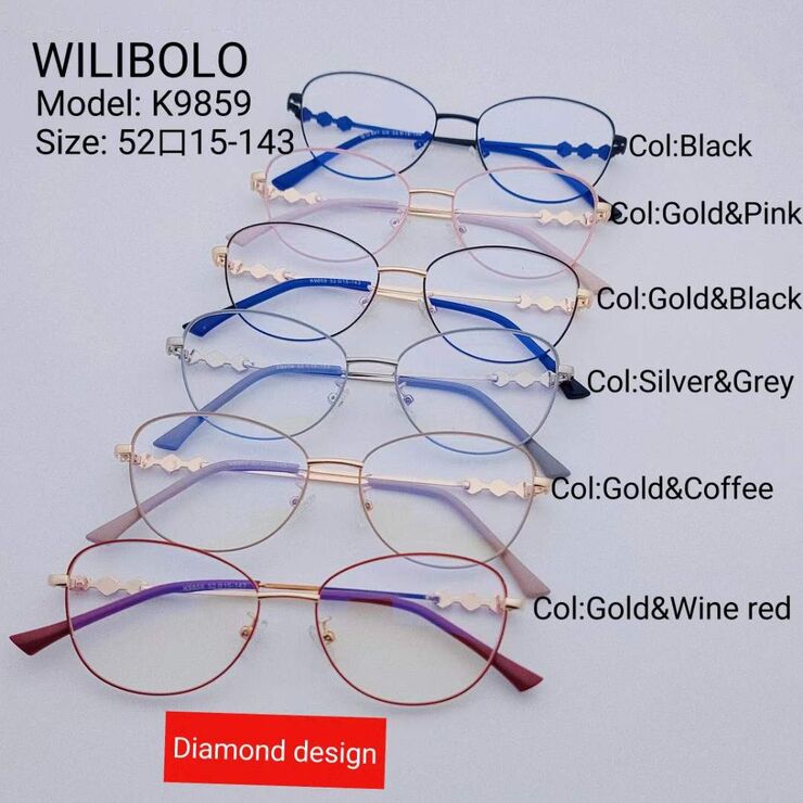 Metal ultrathin frames Wilibolo, with rhinstones K9859
