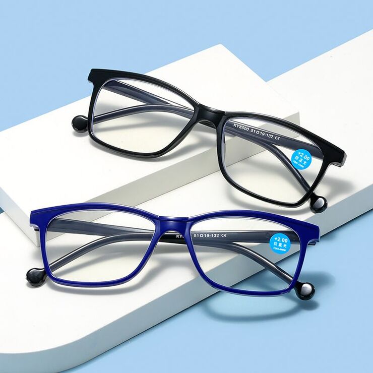 Plastic reading glasses KY8500 with Blue ray cut protection, diopters from 0.00 to +4.00, RMC=62-64