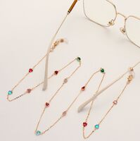 Gold-colored metal non-slip chain, with colorful heart, for glasses and masks GL1848