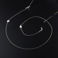 Gold-colored metal non-slip chain, with freshwater pearl, for glasses and masks GL952