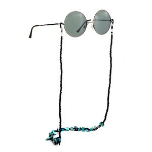 Silver-colored metal non-slip chain, with black beads and color shell, for glasses and masks GL961