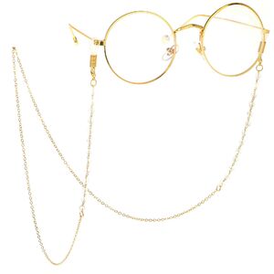 Gold-colored metal non-slip chain, with transparent crystal, for glasses and masks GL102