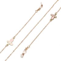 Gold-colored metal non-slip chain, with pink butterfly, for glasses and masks GL1513