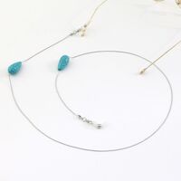 Silver-colored metal non-slip chain, with turquoise bead, for glasses and masks GL1007