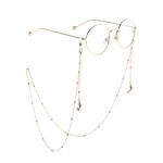 Gold-colored metal non-slip chain, with star and beads, for glasses and masks GL785