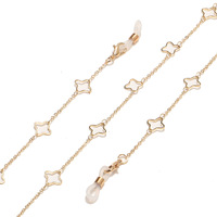 Gold-colored metal non-slip chain, with flower, star, for glasses and masks GL1519