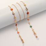 Gold-colored metal non-slip chain, with colorful daisy and hollow heart, for glasses and masks GL1855