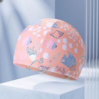 Textile waterproof swimming cap for kids 儿童花色布帽-YU