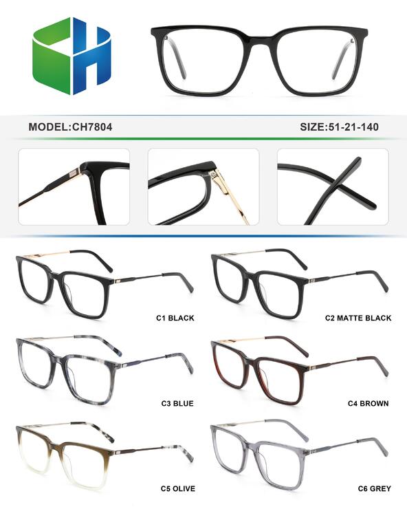 Plastic acetate frame with spring hinges CH7804-DA
