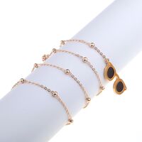 Gold-colored metal non-slip chain, with sunglasses and beads, for glasses and masks GL774