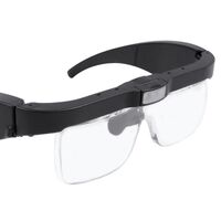 Magnifier-glasses with backlight for small parts working with replaceable attachments 12539DC, magnification: 150D, 200D, 300D, 2.5X, 4.0X