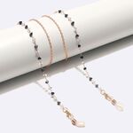 Gold-colored metal non-slip chain, with black and white crystal, for glasses and masks GL1595