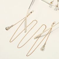 Gold-colored metal non-slip chain, with guitar and pearls, for glasses and masks GL1843