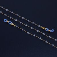 Gold-colored metal non-slip chain, with transparent crystal, for glasses and masks GL904