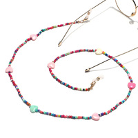 Metal glasses chain with color small daisy disc pendants GL1366