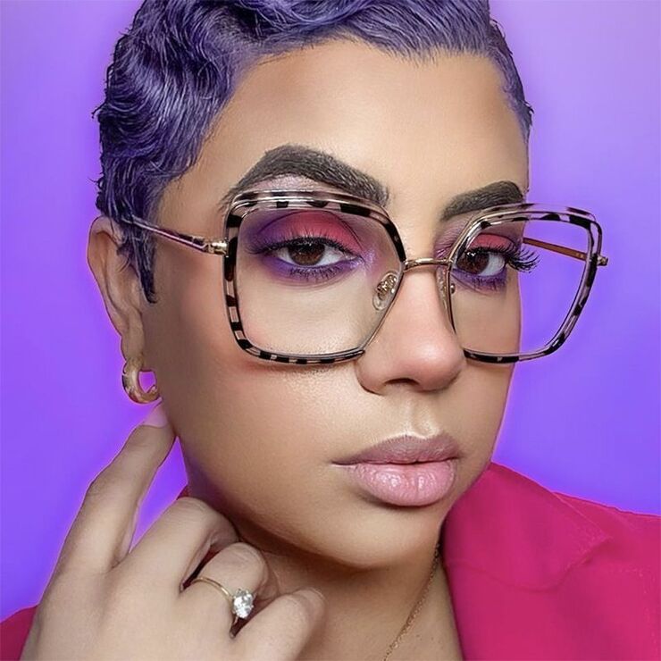 Combined (metal + TR90) glasses with blue light protection for women 95823-TR5039-PN