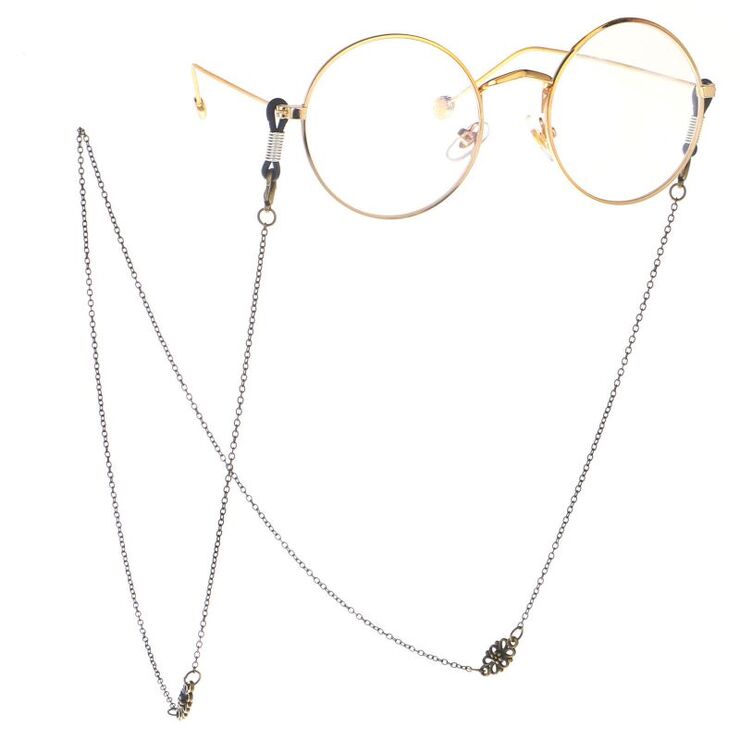 Bronze-colored metal non-slip chain, with hollow flower, for glasses and masks GL126