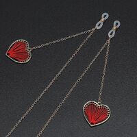 Gold-colored metal non-slip chain, with pendant heart, for glasses and masks GL636