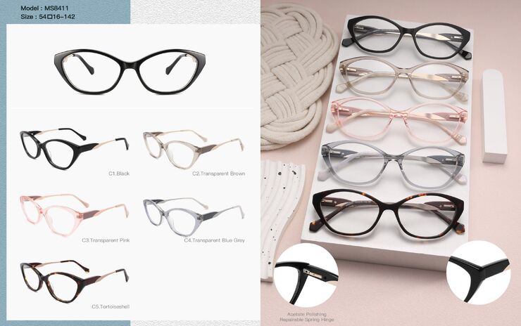 Plastic acetate frame for women, with spring hinges Big City MS8411