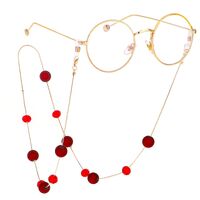 Metal non-slip chain, with red crystal and beads, for glasses and masks GL440