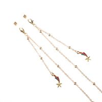 Gold-colored metal non-slip chain, with star and beads, for glasses and masks GL785
