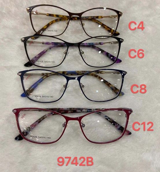 Metal frame for glasses with spring hinges 9742B