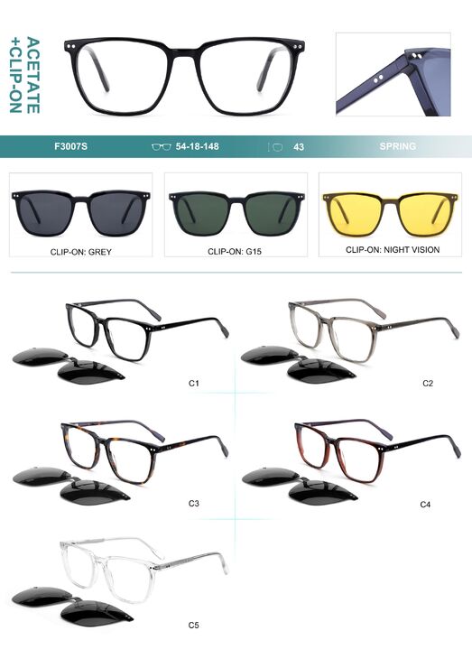 Оправа пластиковая из материала ацетат, с флексом + насадка солнцезащитная (клипон) Big City F3007S