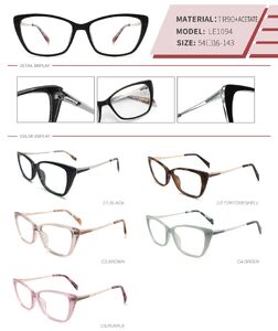 Оправа пластиковая из TR90 и ацетата с флексом LE1094-DA