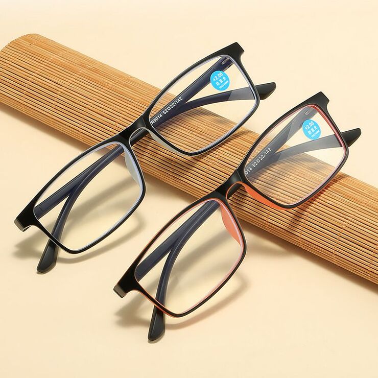 Plastic TR90 glasses for reading, with Blue ray cut protection, diopters from +1.00 to +4.00, RMC=62-64, TR9014