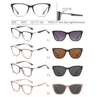 Оправа для очков пластиковая TR90+CP с защитой от синего света, с флексом  + поляризационная солнцезащитная насадка (клипон) Leke LK8819