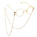 Gold-colored metal non-slip chain, with beads, for glasses and masks GL649