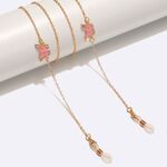 Gold-colored metal non-slip chain, with pink butterfly, for glasses and masks GL1576