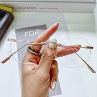 Metal rimless glasses with Blue ray cut 9722-GT