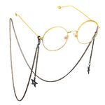 Black-colored metal non-slip chain, with pendant hollow five-star, for glasses and masks GL603