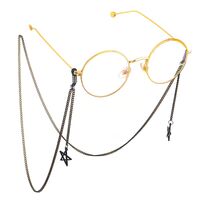 Black-colored metal non-slip chain, with pendant hollow five-star, for glasses and masks GL603