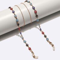 Gold-colored metal non-slip chain, with colorful beads eyes, for glasses and masks GL1737