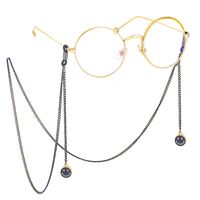 Металлическая нескользящая цепочка черного цвета, с подвеской в виде смайлика, для очков и масок GL410