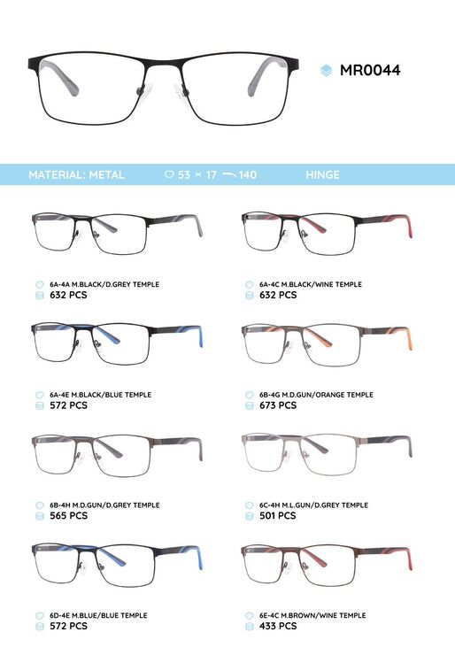 Металлическая оправа с дужками из материала TR-90 MR0044