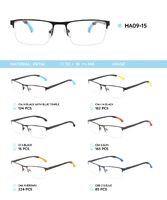 Metal frame with temples made of TR-90 material with a bendable tip HA09-15