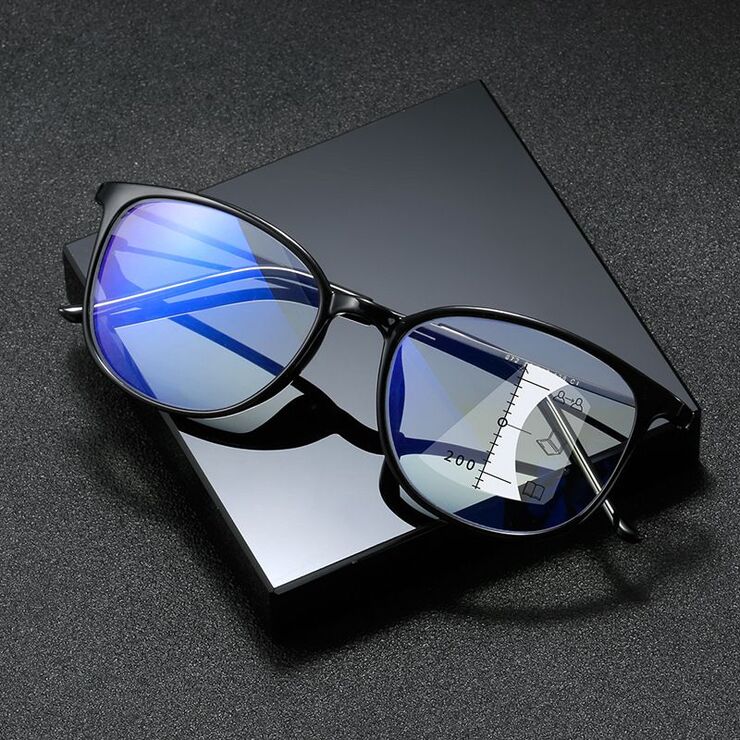 TR90 glasses for reading, multi-focus, with Blue ray cut protection, diopters from +1.00 to +4.00, RMC=62-64, KY872-4多焦点老花