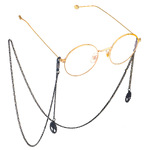 Black-colored metal non-slip chain, with pendant tree of life, for glasses and masks GL672