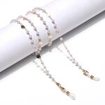 Gold-colored metal non-slip chain, with pearl and gold heart, for glasses and masks GL1431