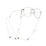 Silver-colored metal non-slip chain, with color crystal, for glasses and masks GA054