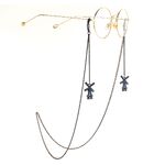 Black-colored metal non-slip chain, with pendant windmill, for glasses and masks GL983