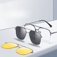 Оправа металлическая с защитой от синего света + 2 магнитные солнцезащитные насадки (клипон) 7651-GT