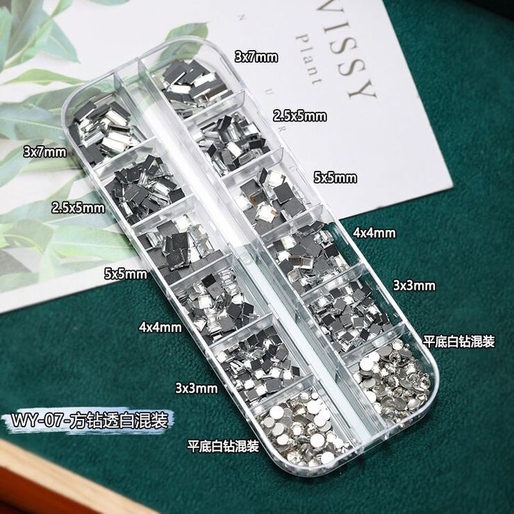 A set of rhinestones with a flat bottom for decorating frames and glasses, 12 boxed, WY-07 (price per pack, minimum 3)