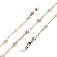 Gold-colored metal non-slip chain, with hollow rose, for glasses and masks GL1442