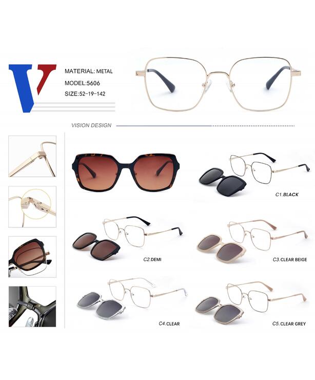 Оправа металлическая + поляризационная солнцезащитная насадка 5606-DA