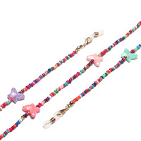 Metal glasses chain with color small daisy disc pendants GL1366